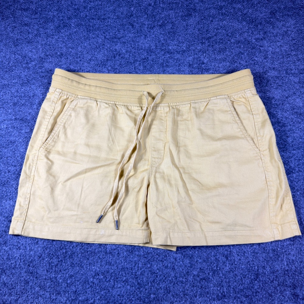 Orvis Womens XL Yellow Cotton Lyocell Blend Drawstring Elastic Waist Shorts